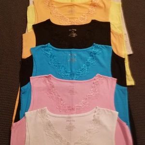 7 lace neck tank tops